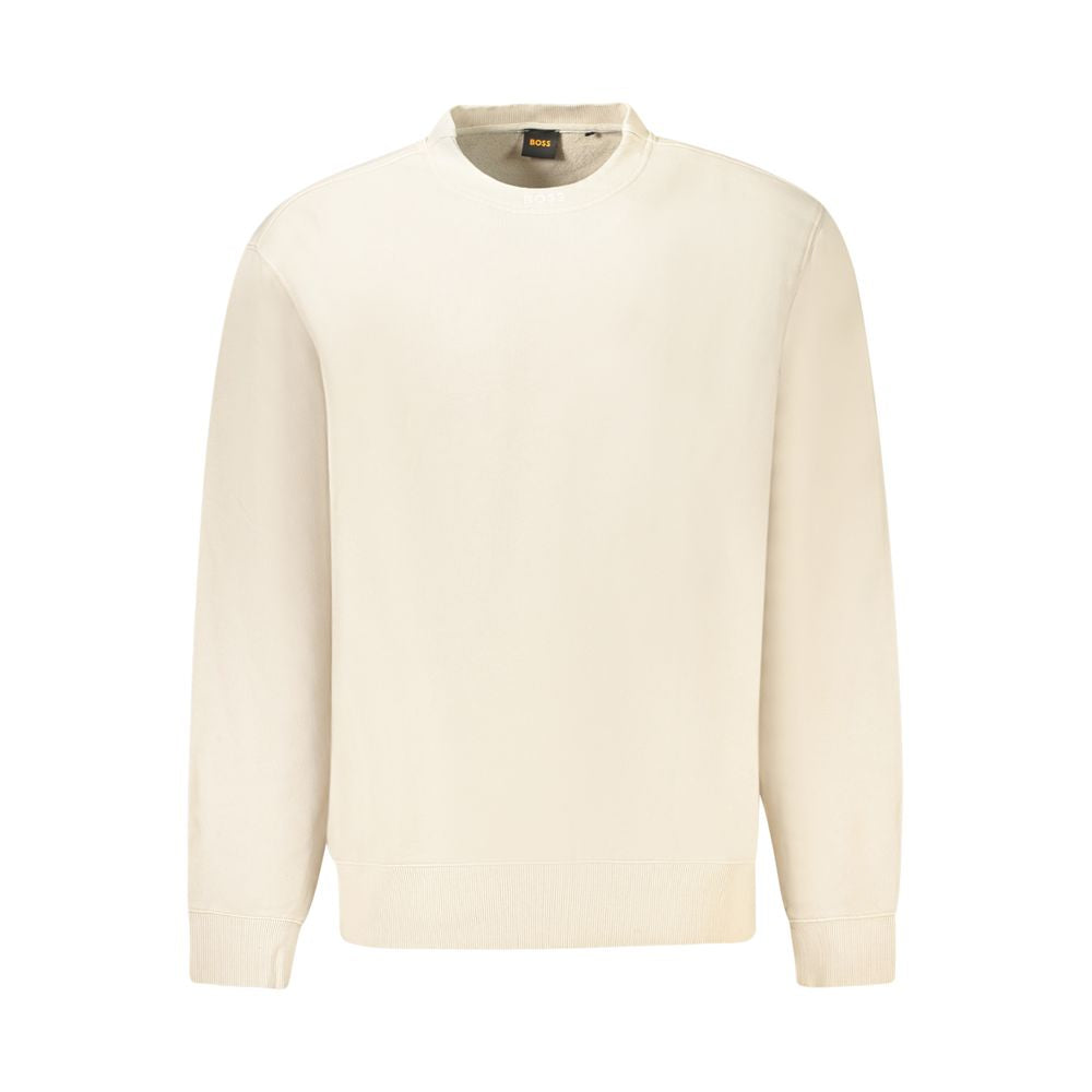Beige Cotton Men SweaterStep into the realm of refined fashion with this impeccably crafted Hugo Boss sweatshirt. Merging casual comfort with classic flair, it’s designed for the trendsetters and style connoisseurs. Brushed for a sumptuous feel and adorne