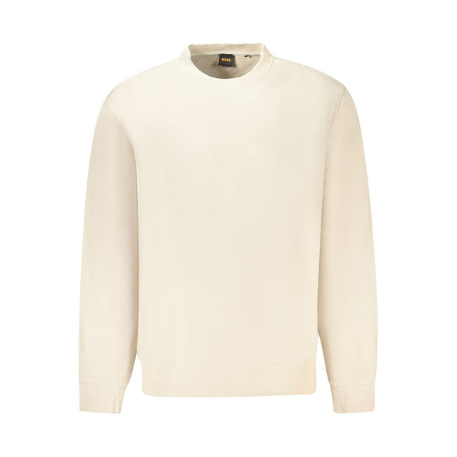 Beige Cotton Men SweaterStep into the realm of refined fashion with this impeccably crafted Hugo Boss sweatshirt. Merging casual comfort with classic flair, it’s designed for the trendsetters and style connoisseurs. Brushed for a sumptuous feel and adorne