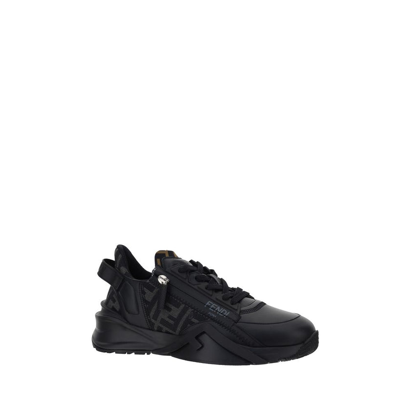 Black Calf Leather Bos Taurus Athletic SneakersThe Fendi Flow Running Sneakers are a perfect balance between sporty style and distinctive design, designed for those seeking a bold and functional look. The structured sole on the heel offers excellent grip