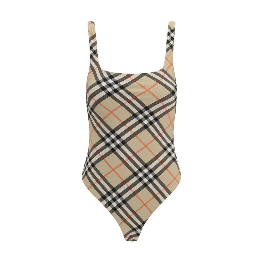 Multicolor Polyester One-Piece SwimsuitBurberry’s One Piece Swimsuit is an elegant and iconic design embellished with an all-over Archivio Check pattern. It features a straight neckline, thin straps and a deep back neckline for a feminine and refined silh