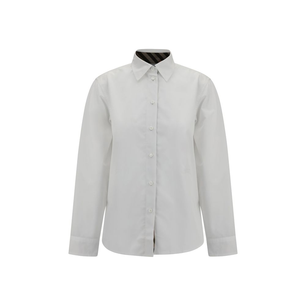White Cotton Dress ShirtBurberry’s Cotton Shirt revisits a wardrobe classic with discreet nods to the brand’s heritage. The essential design with a classic collar, front placket and button cuffs is enhanced by patterned Archivio Check details cleverly tuc