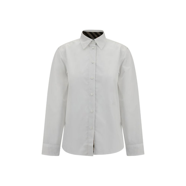 White Cotton Dress ShirtBurberry’s Cotton Shirt revisits a wardrobe classic with discreet nods to the brand’s heritage. The essential design with a classic collar, front placket and button cuffs is enhanced by patterned Archivio Check details cleverly tuc