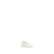 White Calf Leather Bos Taurus Athletic SneakersFlow Running Sneakers by Fendi, raised sole on heel, tone-on-tone brand logo pressure-etched on heel, lace-up front closure, geometric eyelets, contrasting brand monogram on side panel, elongated toe, zipper