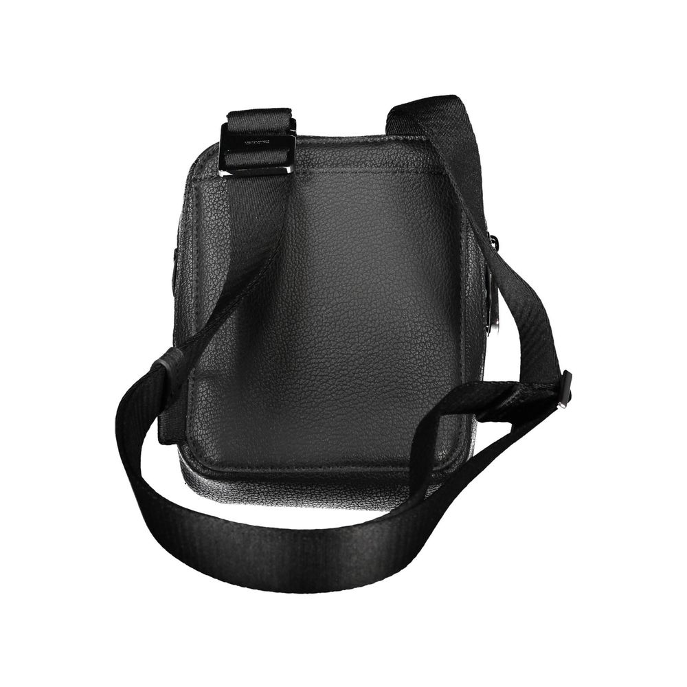 Sleek Black Shoulder Bag with Logo DetailDiscover the perfect blend of style and practicality with this sleek black shoulder bag, designed for the modern individual on the go. Featuring an adjustable shoulder strap for customized comfort, a handy external