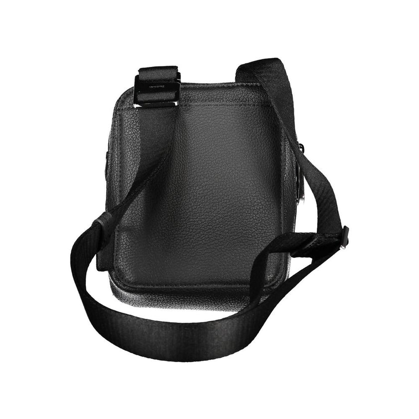 Sleek Black Shoulder Bag with Logo DetailDiscover the perfect blend of style and practicality with this sleek black shoulder bag, designed for the modern individual on the go. Featuring an adjustable shoulder strap for customized comfort, a handy external