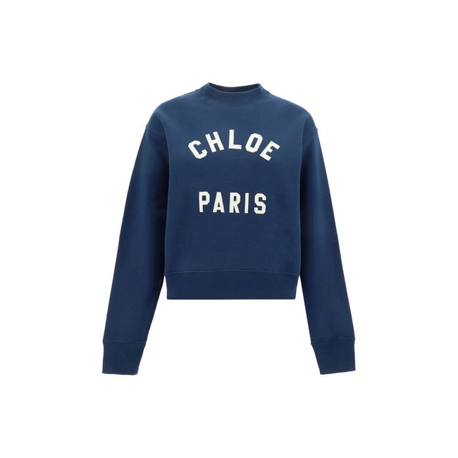 Blue Cotton SweatshirtCotton Sweatshirt by Chloé, ribbed crew neck, ribbed cuffs, ribbed hem, contrasting iconic brand monogram at front, monochrome design, regular fit. Season: AW25 Composition: 100% Cotton MADE IN ITALYBlue Cotton Sweatshirt${tagsChloéA