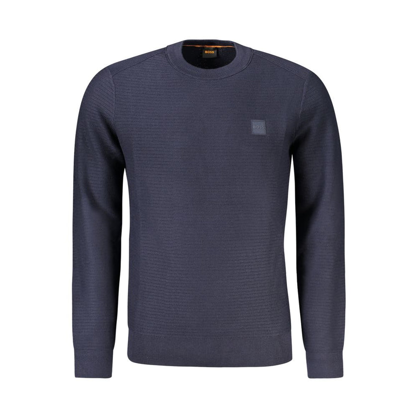 Blue Cotton Men SweaterIndulge in understated luxury with this exquisite Hugo Boss sweater. Crafted with a blend of 95% cotton and a hint of 5% cashmere, it offers unmatched comfort with a touch of sophistication. The long sleeves and snug crew neck provi