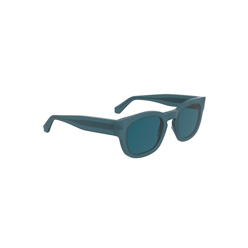 Blue Acetate Women SunglassElevate your sunny-day style with these Calvin Klein sunglasses. Crafted with a sleek acetate frame, they feature a modern round lens tinted in a captivating blue for a statement look that turns heads. Perfectly sized with a len