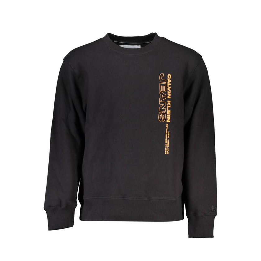 Black Cotton Men SweaterElevate your wardrobe with Calvin Klein’s perfect blend of comfort and style—a long-sleeved sweatshirt that makes a statement without saying a word. Its crewneck design and snug fleece ensure those chilly days are met with a warm e
