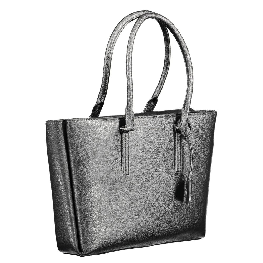 Black Polyethylene Women HandbagElevate your accessory game with this sleek Calvin Klein 2-Handle Shoulder Bag. Designed for the modern trendsetter, it seamlessly merges functionality with high-end style. Boasting three compartments and an internal pocket