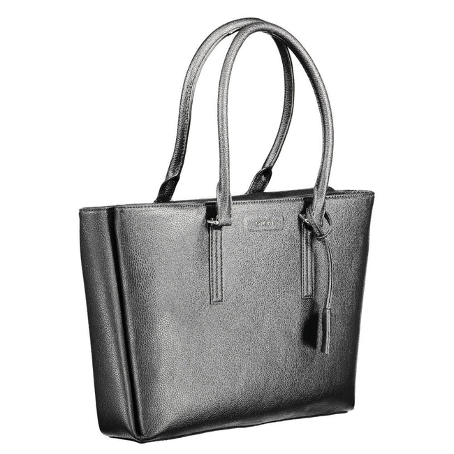 Black Polyethylene Women HandbagElevate your accessory game with this sleek Calvin Klein 2-Handle Shoulder Bag. Designed for the modern trendsetter, it seamlessly merges functionality with high-end style. Boasting three compartments and an internal pocket