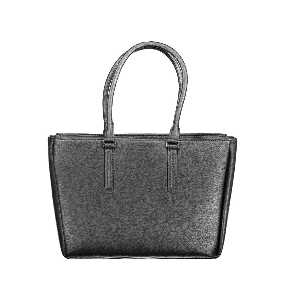Black Polyethylene Women HandbagElevate your accessory game with this sleek Calvin Klein 2-Handle Shoulder Bag. Designed for the modern trendsetter, it seamlessly merges functionality with high-end style. Boasting three compartments and an internal pocket