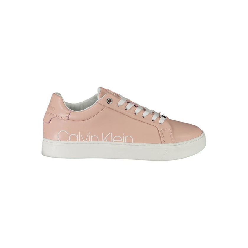 Pink Polyester Women SneakerElevate your off-duty style with these effortlessly chic sneakers from Calvin Klein. Boasting a bold pink hue, these lace-ups feature eye-catching contrasting details and are adorned with the iconic Calvin Klein logo for a touc