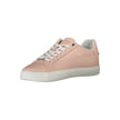 Pink Polyester Women SneakerElevate your off-duty style with these effortlessly chic sneakers from Calvin Klein. Boasting a bold pink hue, these lace-ups feature eye-catching contrasting details and are adorned with the iconic Calvin Klein logo for a touc