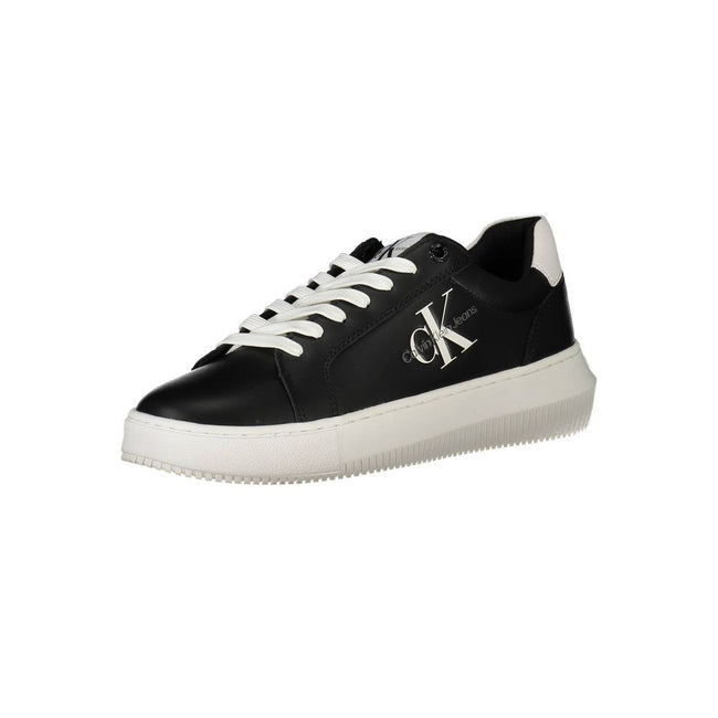 Black Leather Women SneakerStep out in style with the Calvin Klein edge—these sneakers offer a bold blend of luxury and sustainability. A striking black palette sets the stage for contrasting details and the iconic Calvin Klein logo, all while proudly sup