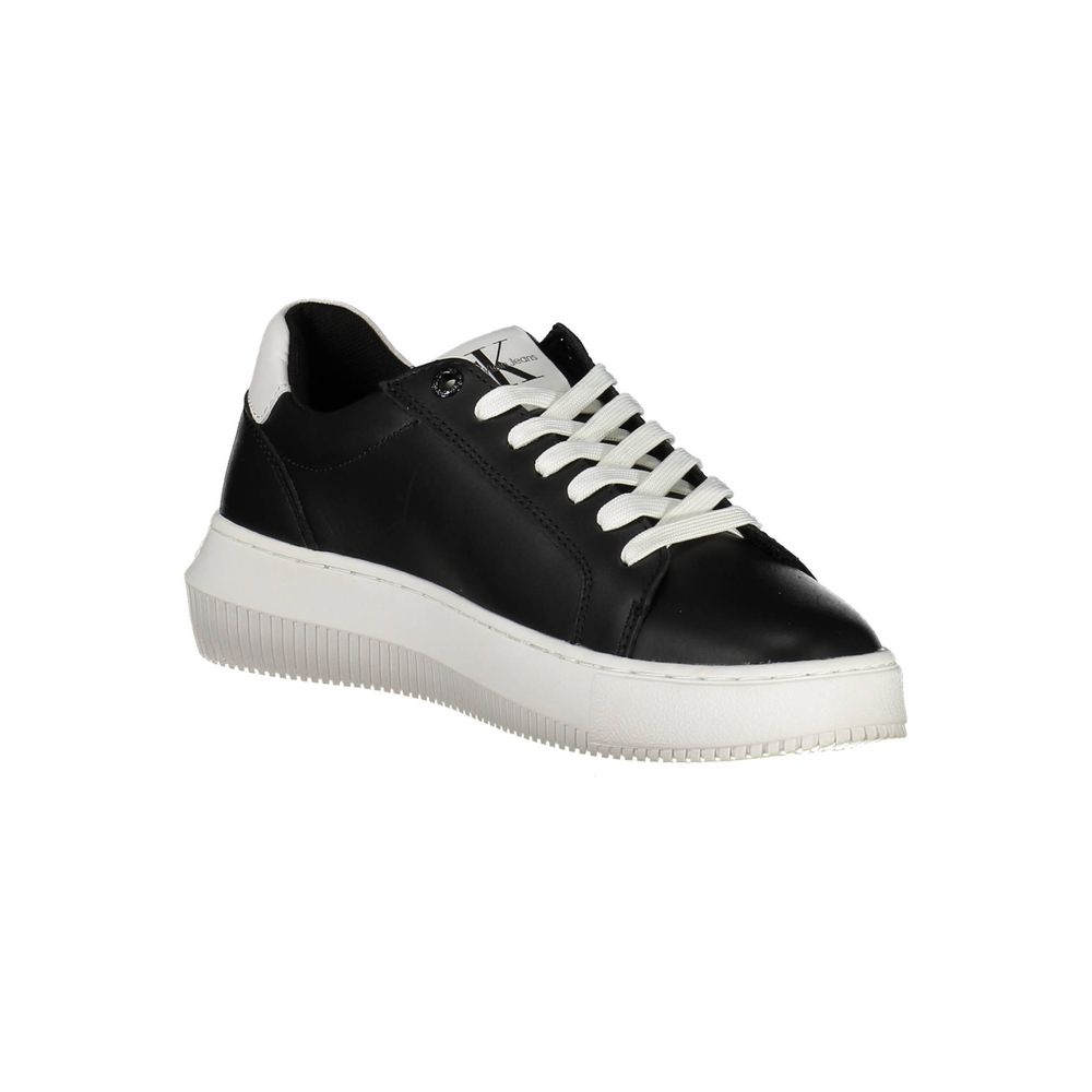Black Leather Women SneakerStep out in style with the Calvin Klein edge—these sneakers offer a bold blend of luxury and sustainability. A striking black palette sets the stage for contrasting details and the iconic Calvin Klein logo, all while proudly sup