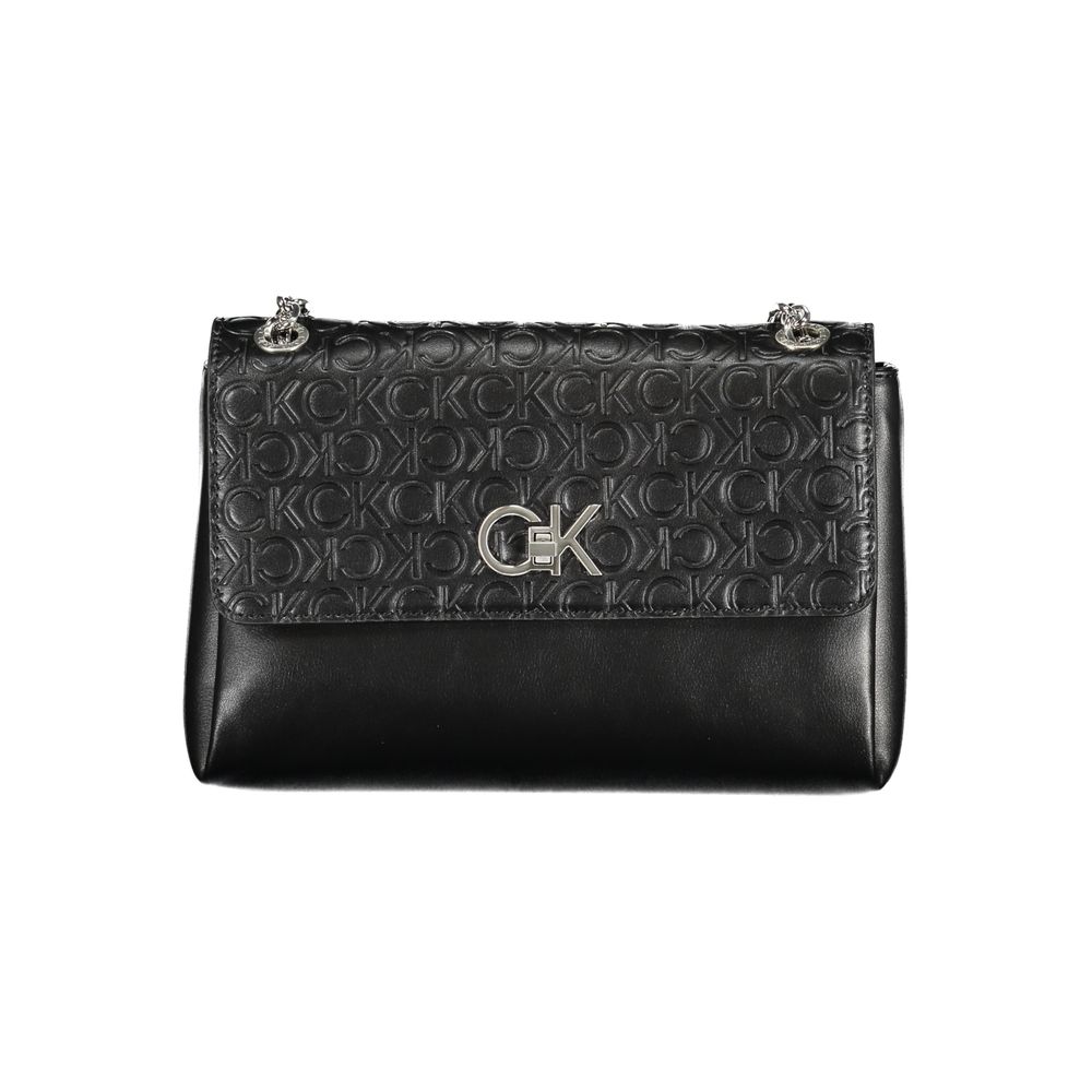 Black Polyester HandbagBAG 2 CHAIN SHOULDER HANDLES, 1 EXTERNAL POCKET, 1 INTERNAL POCKET, 2 COMPARTMENTS, CONTRASTING DETAILS, SWIVEL CLOSURE, LOGO, 50% RECYCLED POLYESTERBlack Polyester Handbag${tagsCalvin KleinAulae Black Polyester Handbag Calvin Klein