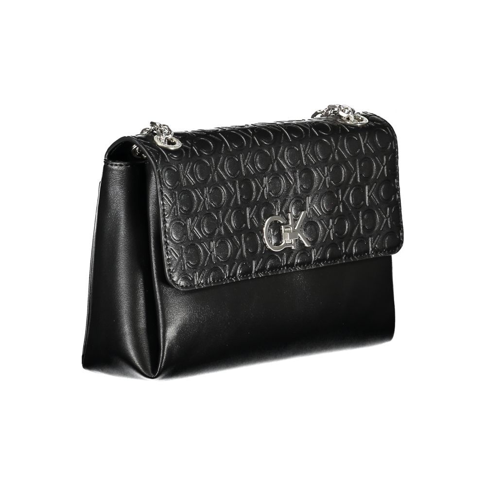 Black Polyester HandbagBAG 2 CHAIN SHOULDER HANDLES, 1 EXTERNAL POCKET, 1 INTERNAL POCKET, 2 COMPARTMENTS, CONTRASTING DETAILS, SWIVEL CLOSURE, LOGO, 50% RECYCLED POLYESTERBlack Polyester Handbag${tagsCalvin KleinAulae Black Polyester Handbag Calvin Klein