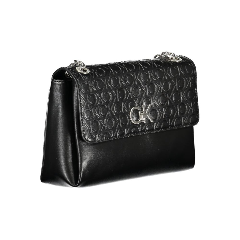 Black Polyester HandbagBAG 2 CHAIN SHOULDER HANDLES, 1 EXTERNAL POCKET, 1 INTERNAL POCKET, 2 COMPARTMENTS, CONTRASTING DETAILS, SWIVEL CLOSURE, LOGO, 50% RECYCLED POLYESTERBlack Polyester Handbag${tagsCalvin KleinAulae Black Polyester Handbag Calvin Klein