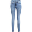 Blue Cotton Women JeansDare to stand out with Calvin Klein’s impeccable mid-rise skinny jeans. Crafted for the style-conscious, these jeans boast a flattering silhouette amplified by a vintage washed effect, ensuring you make a statement with every stride
