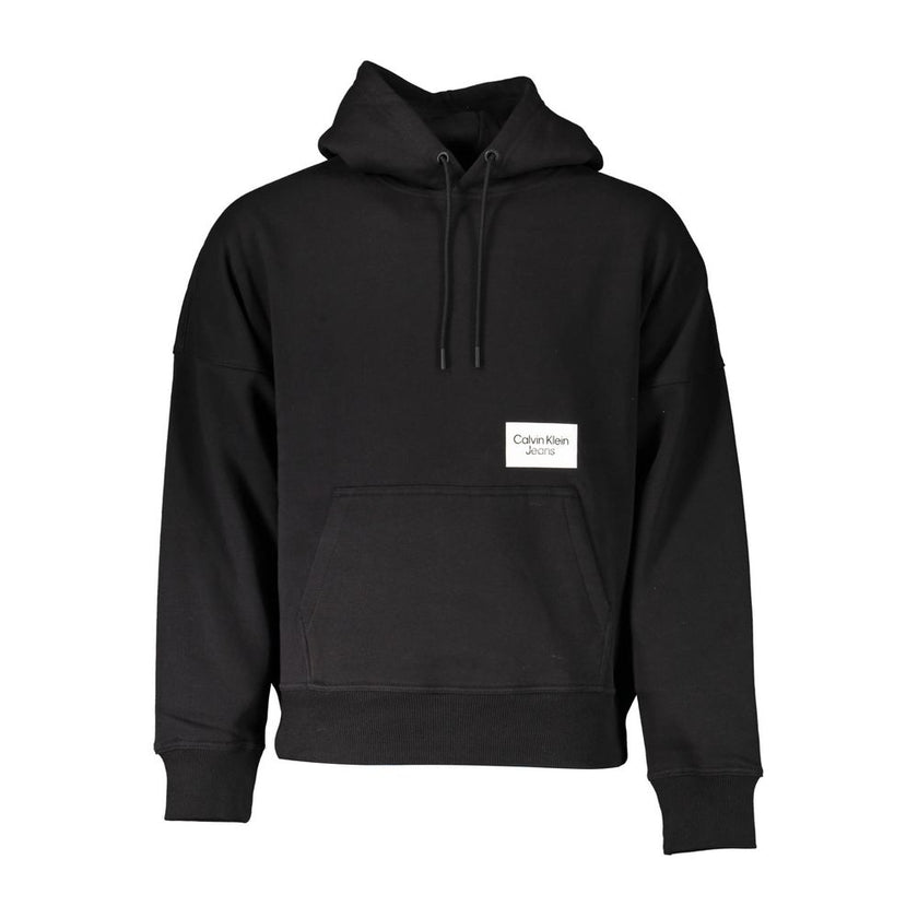 Black Cotton Men SweaterElevate your off-duty style with this sleek Calvin Klein sweatshirt. A perfect union of comfort and iconic fashion, this piece features a cozy hood, convenient central pocket, and the brand’s unmistakable logo front and center. Cra