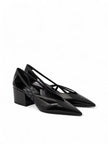 Black Leather Cut-Out Pumps 55PRADA Gorgeous brand new with tags, Satin And Metallic Leather Pumps Model: 1I741N1FDB55 Color: Black Material: Leather Leather upper , Leather lining , Leather insole , Rubber sole , Tapered toe cap, Brand logo Heel : 55 mm