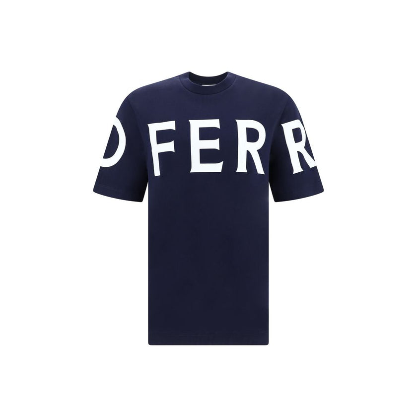 Blue Cotton T-ShirtCotton T-Shirt by Ferragamo, ribbed crew neck, contrasting iconic brand monogram on front and back, regular fit. Season: AW25 Composition: 100% Cotton MADE IN ITALYBlue Cotton T-Shirt${tagsFerragamoAulae Blue Cotton T-Shirt FerragamoAul