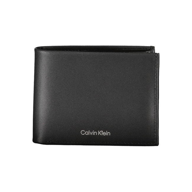 Elegant Black Leather Wallet with RFID BlockingStep up your accessory game with the sleek and practical Calvin Klein black leather wallet. This premium wallet features two compartments for currency, a secure coin purse, and dual card spaces to keep your e