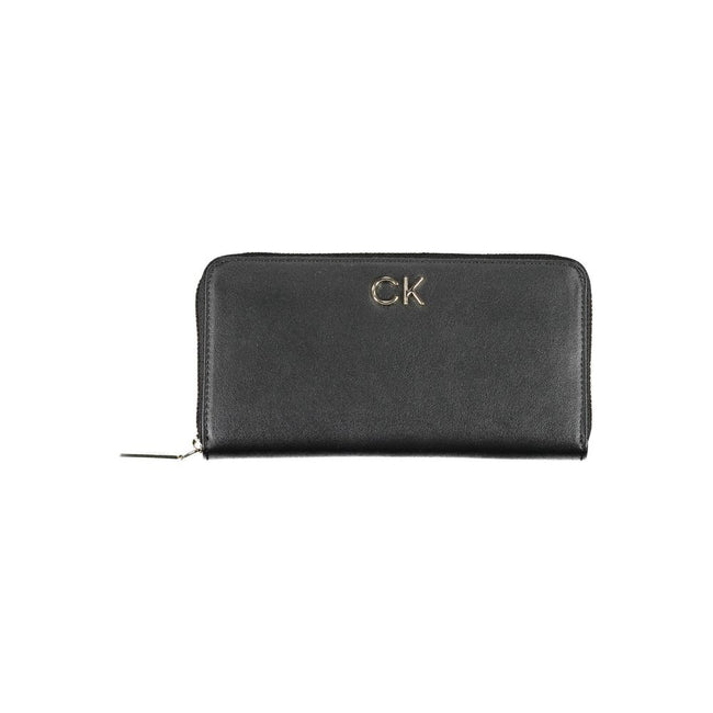 Black Polyethylene Women WalletDiscover the epitome of sophistication with this sleek Calvin Klein wallet. Designed for the modern trendsetter, it boasts five practical compartments, including dedicated card spaces, ensuring your essentials are organized