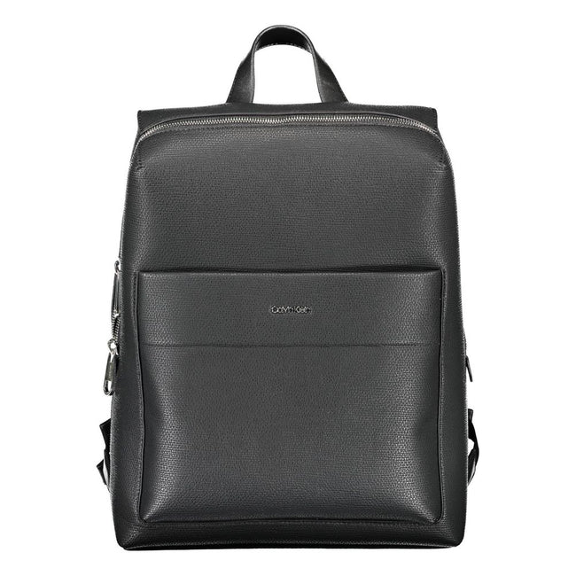 Black Polyester Men BackpackDiscover the epitome of urban sophistication with the Calvin Klein backpack, where functionality meets eco-conscious fashion. This sleek accessory boasts adjustable straps for tailor-made comfort, a convenient external pocket f