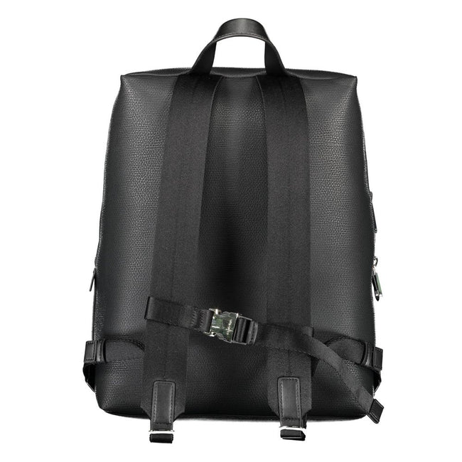 Black Polyester Men BackpackDiscover the epitome of urban sophistication with the Calvin Klein backpack, where functionality meets eco-conscious fashion. This sleek accessory boasts adjustable straps for tailor-made comfort, a convenient external pocket f