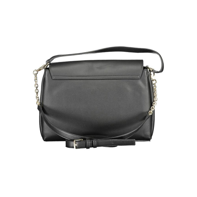 Black Polyester Women HandbagExperience the fusion of eco-conscious design and statement style with this Calvin Klein masterpiece. Its black hue exudes timeless elegance, while the contrasting details provide a touch of modern edge. With dual compartments