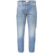 Blue Cotton Men JeansElevate your denim game with these Calvin Klein jeans, where style meets comfort. Featuring a subtle washed effect and classic 5-pocket construction, this pair is a testament to timeless fashion. The iconic Calvin Klein logo adds a to