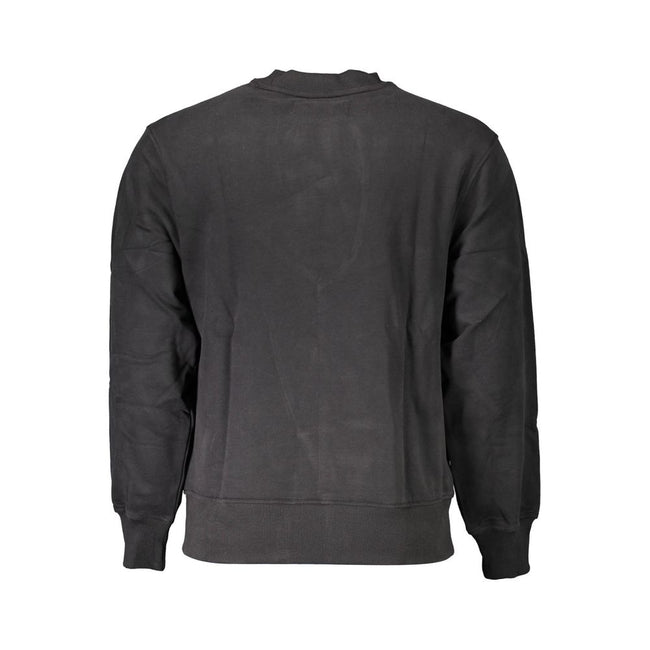 Black Cotton Men SweaterDiscover the epitome of contemporary sophistication with this Calvin Klein sweatshirt. Boasting a refined, long-sleeved design, this piece exudes a polished casual charm with its iconic logo print front and center. Crafted from pur