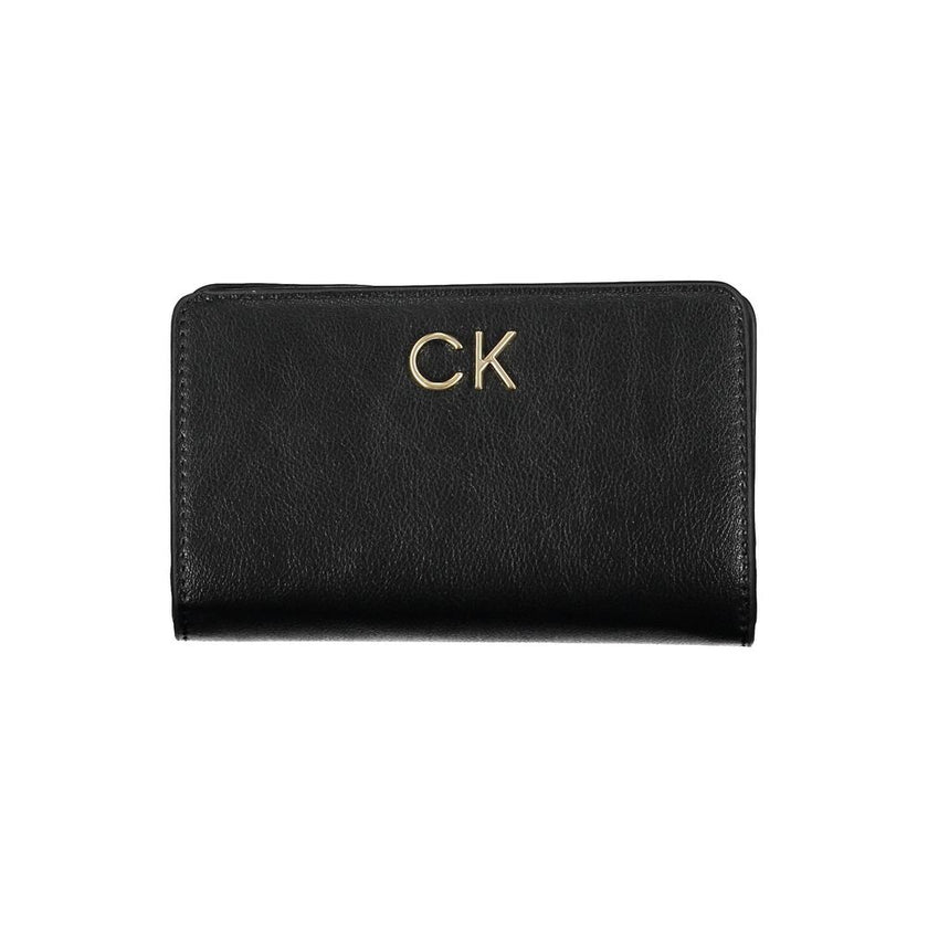 Black Polyethylene Women WalletIndulge in the epitome of sophistication with the Calvin Klein wallet. Perfectly blending functionality with chic elegance, this wallet features a singular main compartment, dual internal card spaces, and a secure purse area