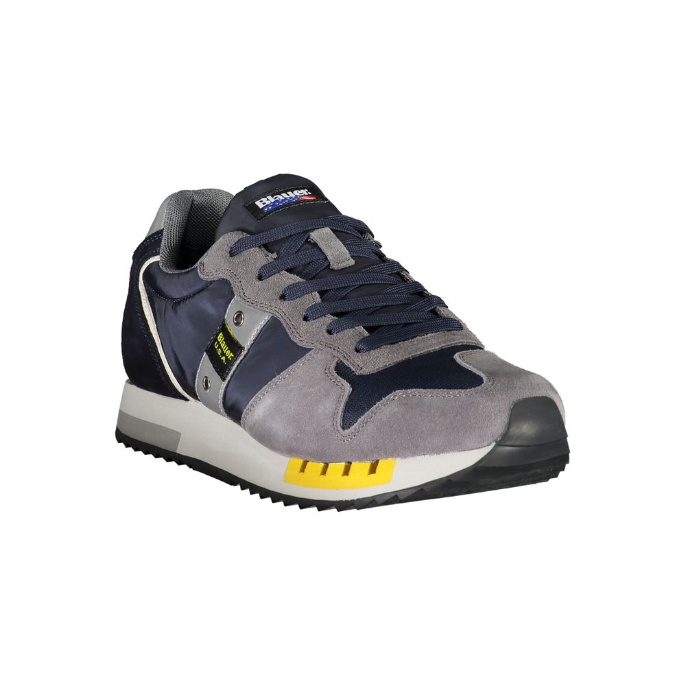 Blue Leather Sneaker with Signature Logo