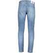 Blue Cotton Men JeansElevate your denim game with these Calvin Klein slim tapered jeans. Boasting a modern washed effect for a touch of edge and crafted with a touch of elastane for that perfect fit, they surmise a blend of style and comfort. A subtle log