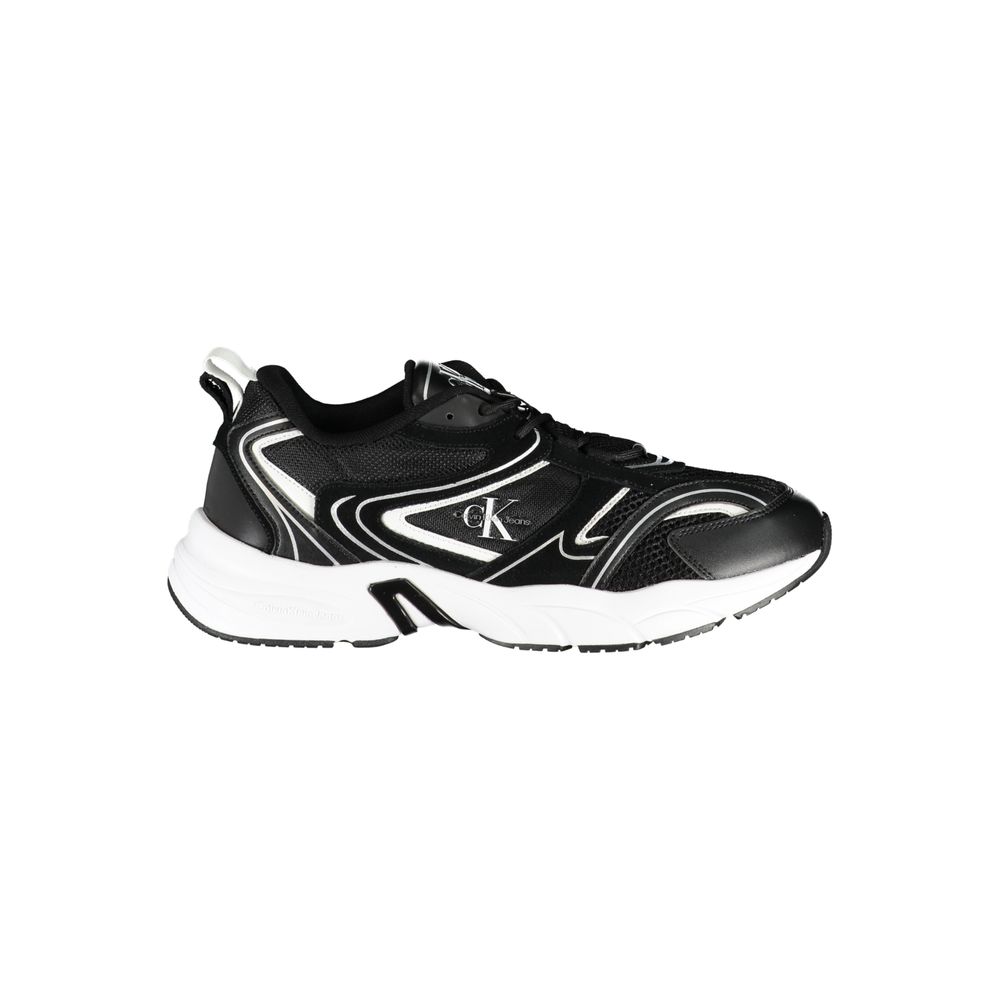 Sleek Black Lace-Up Sneakers with Contrast DetailsStep up your style game with these sleek Calvin Klein sneakers, featuring striking contrast details and the iconic logo for an effortlessly cool look. Whether you’re hitting the streets or the track, these