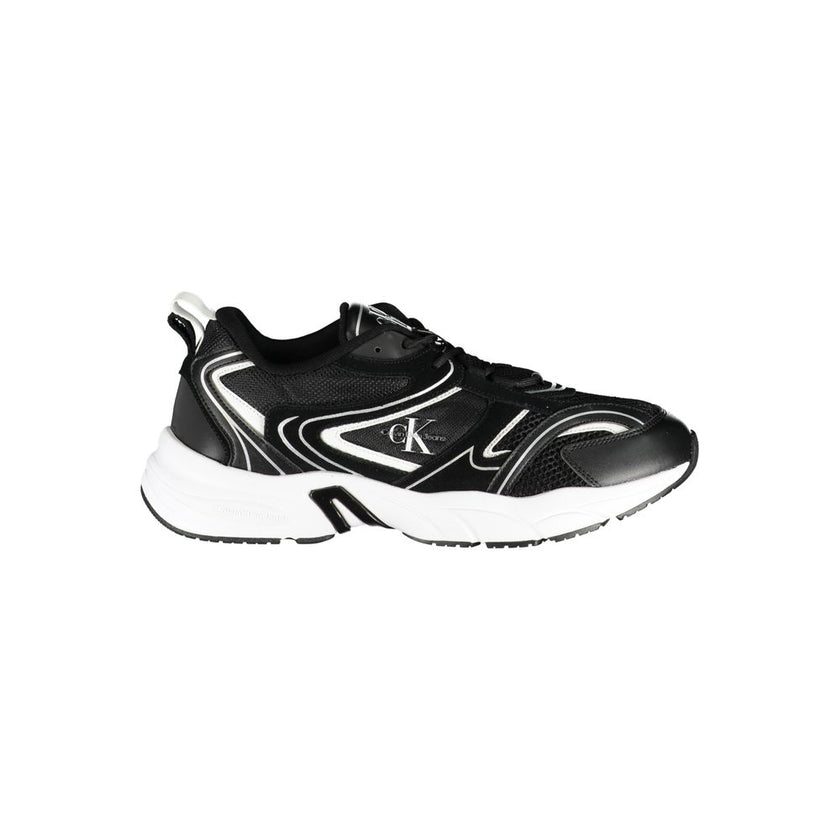 Sleek Black Lace-Up Sneakers with Contrast DetailsStep up your style game with these sleek Calvin Klein sneakers, featuring striking contrast details and the iconic logo for an effortlessly cool look. Whether you’re hitting the streets or the track, these