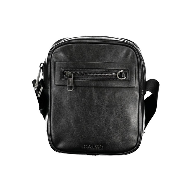 Sleek Urban Black Shoulder BagUpgrade your accessory game with this sleek, environmentally conscious shoulder bag from Calvin Klein. Its refined design boasts an adjustable shoulder strap for a customized fit, and the contrasting details add a touch of el