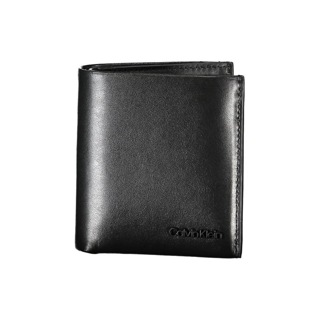Sleek Black Leather RFID WalletExperience unparalleled sophistication with the Calvin Klein wallet, crafted for the modern man. This sleek accessory features two roomy compartments, a convenient coin purse, and double card-holder spaces. Enhanced with RFI