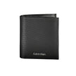 Sleek Leather Bi-Fold Wallet with RFID BlockExperience the perfect blend of functionality and style with this sleek black leather wallet. Designed by the renowned Calvin Klein, this essential accessory offers ample space for all your cards and cash, featu