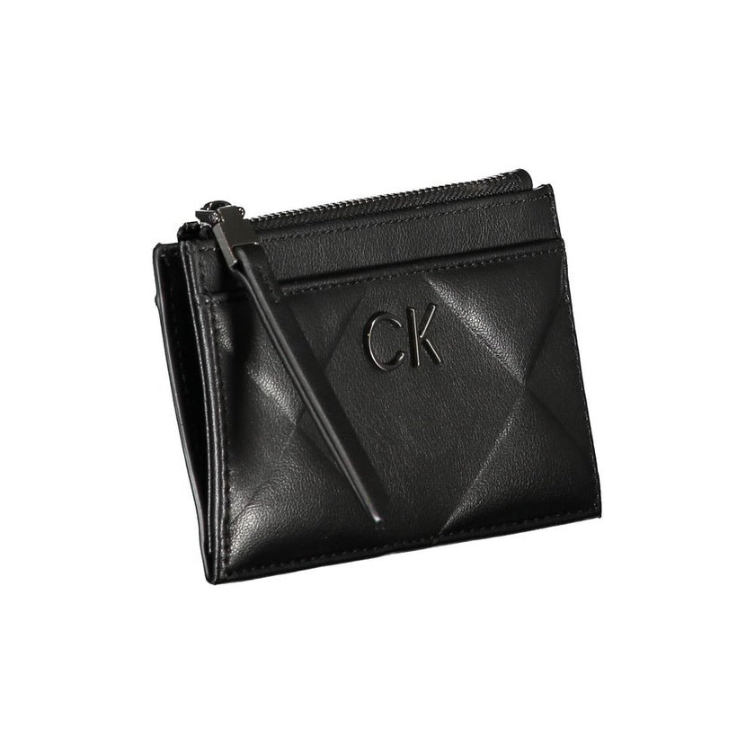 Sleek Black Zip Wallet with Contrast DetailingDiscover sophistication with this sleek black wallet from Calvin Klein, a statement piece with practical elegance. Designed with two external pockets for easy access and a secure zip closure to keep your valua
