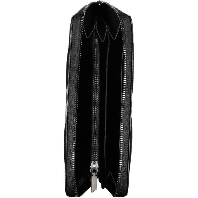 Sleek Black RFID Blocking Wallet with LogoStylish and secure, this sleek black wallet from Calvin Klein is the epitome of luxury and functionality. With ample organization, it features five compartments, a handy coin purse, and double spaces for all your