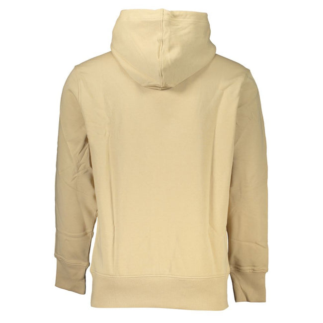 Beige Cotton Men SweaterElevate your style while maintaining that luxe comfort with this Calvin Klein masterpiece. This cozy long-sleeved sweatshirt features a hood for added flair and functionality. Crafted with 95% regenerative cotton, it’s a nod to sus