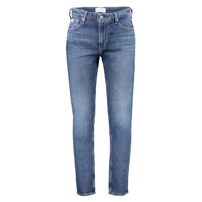 Blue Cotton Men JeansElevate your denim repertoire with the quintessence of contemporary style—Calvin Klein’s DAD JEANS. These authentic jeans boast a classic 5-pocket design infused with a modern washed effect, ensuring you stand out in any crowd. Crafte