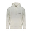 White Cotton Men Sweater with HoodInfuse your wardrobe with the timeless sophistication of Calvin Klein. This sleek white hooded sweatshirt boasts long sleeves and a central pocket, perfect for the modern trendsetter. Crafted from a luxurious blend of 95%