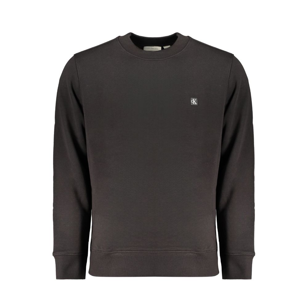 Black Cotton Men SweaterExperience the epitome of urban sophistication with this Calvin Klein crewneck sweatshirt. Crafted from a blend that champions sustainability with 50% regenerative cotton, this piece resonates with the fashion-forward individual. T