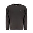 Black Cotton Men SweaterExperience the epitome of urban sophistication with this Calvin Klein crewneck sweatshirt. Crafted from a blend that champions sustainability with 50% regenerative cotton, this piece resonates with the fashion-forward individual. T