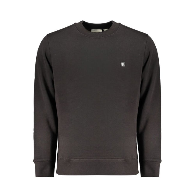 Black Cotton Men SweaterExperience the epitome of urban sophistication with this Calvin Klein crewneck sweatshirt. Crafted from a blend that champions sustainability with 50% regenerative cotton, this piece resonates with the fashion-forward individual. T